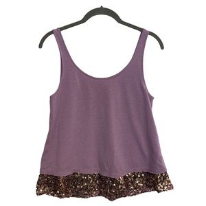Mudd Regal Orchid Gold Sequin Layered Tank